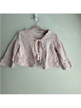 Cherokee Charming Light Pink Crocheted Baby Cardigan 9M